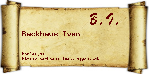 Backhaus Iván névjegykártya