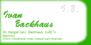 ivan backhaus business card